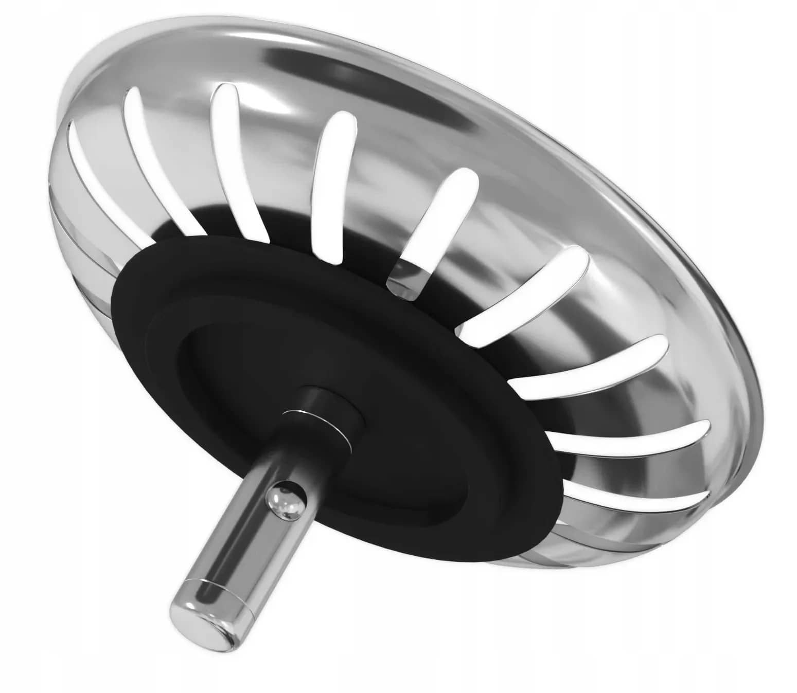 Bouchon-crépine pour évier, 83 mm, coloris Inox installé en cuisine