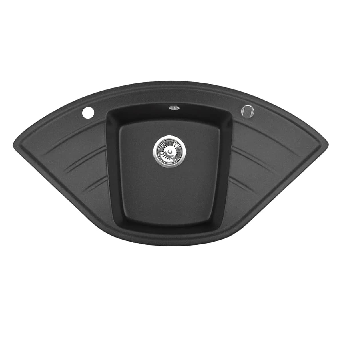 Évier en granit d'angle Altair 1 bac 96,5 × 50 cm — coloris Noir moucheté, vue produit