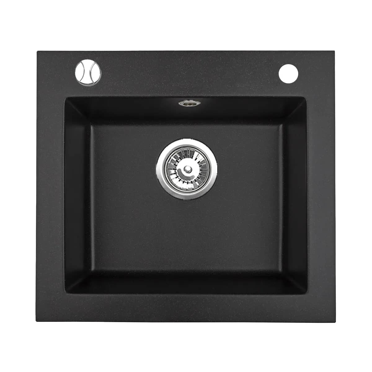 Évier en granit Argo 1 bac 48,5 × 44 cm, coloris Noir moucheté, vue produit