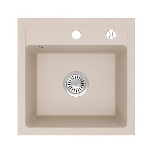 Évier en granit Bella 1 bac carré 44 × 44 cm, coloris Beige sable, vue produit