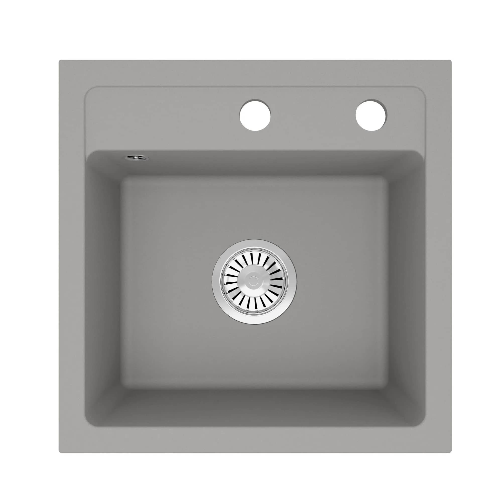 Évier en granit Bella 1 bac carré 44 × 44 cm, coloris Gris installé en cuisine