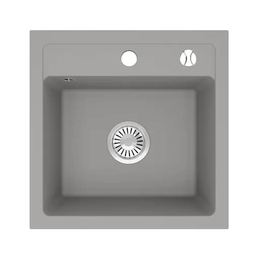 Évier en granit Bella 1 bac carré 44 × 44 cm, coloris Gris, vue produit