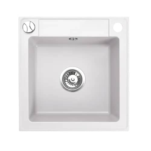 Évier en granit Belmondo 1 bac 46 × 44 cm, coloris Blanc arctique, vue produit