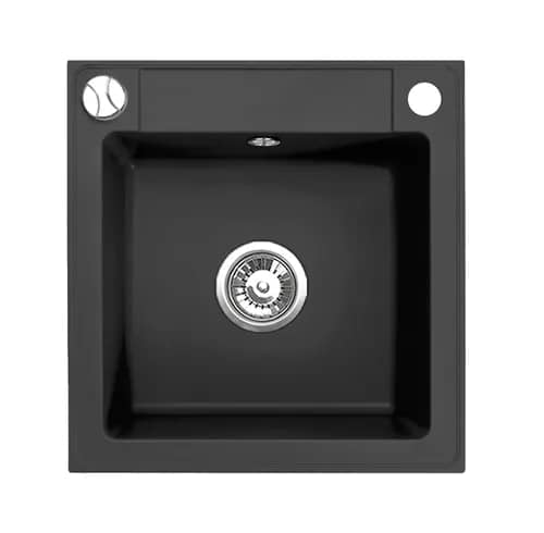 Évier en granit Belmondo 1 bac 46 × 44 cm, coloris Noir métallisé, vue produit