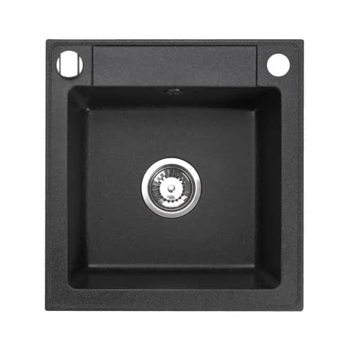 Évier en granit Belmondo 1 bac 46 × 44 cm, coloris Noir moucheté, vue produit