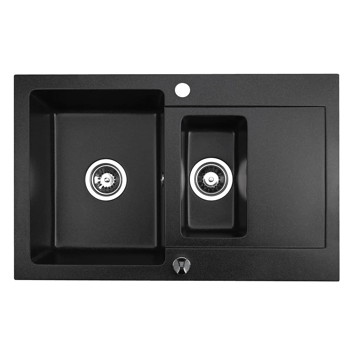 Évier granit Cordeo 79 1 bac et demi 79 × 50 cm, coloris Noir moucheté, vue produit