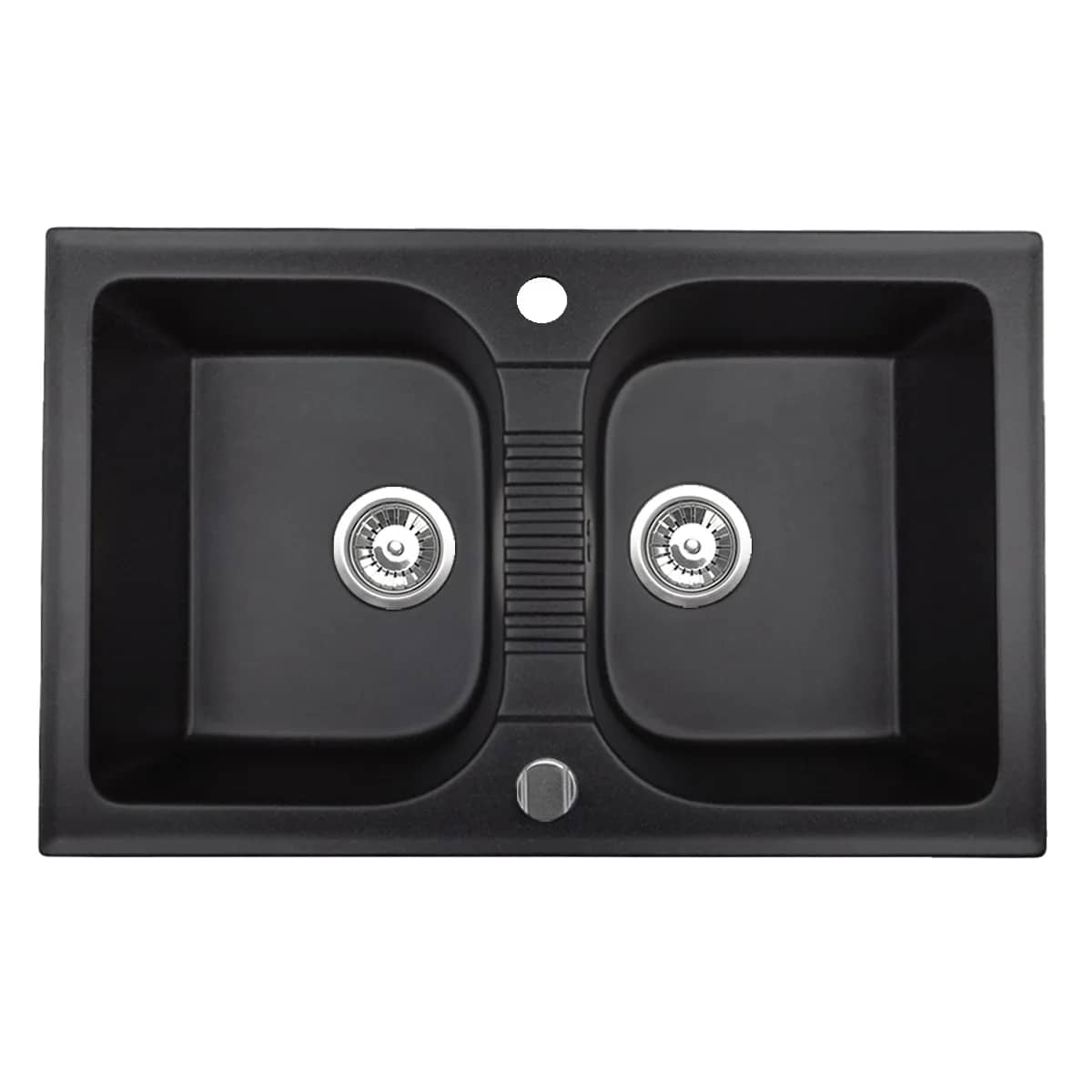 Évier en granit Elios 20 2 bacs réversible 78 × 49 cm, coloris Noir moucheté, vue produit