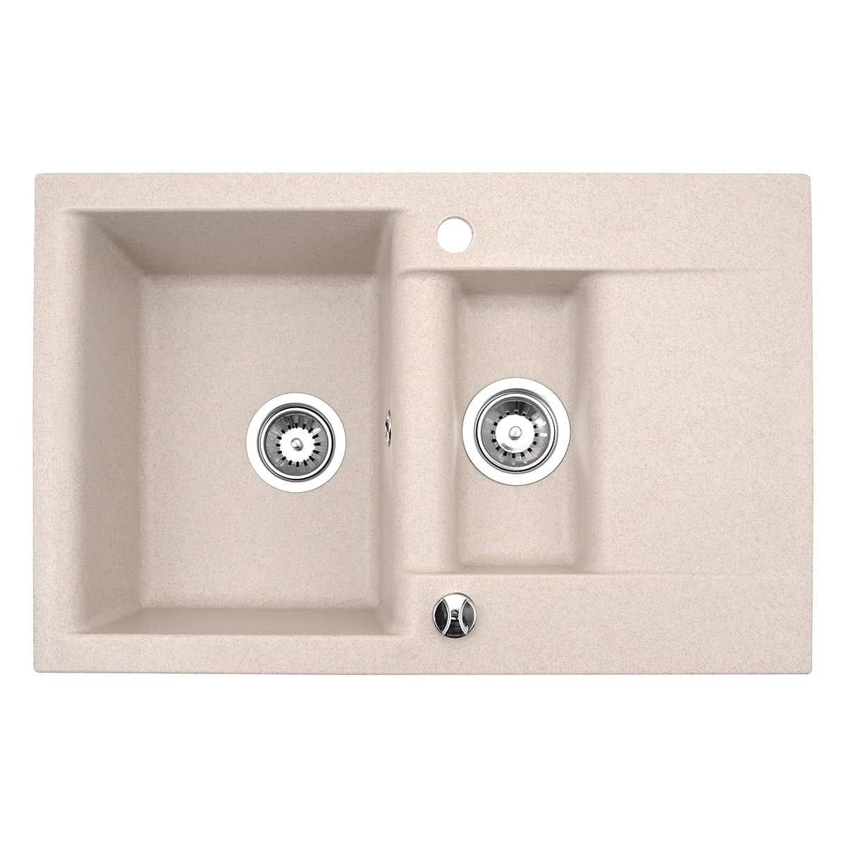 Évier en granit Estein 1,5K 1 bac et demi réversible 78 × 50 cm, coloris Beige sable, vue produit
