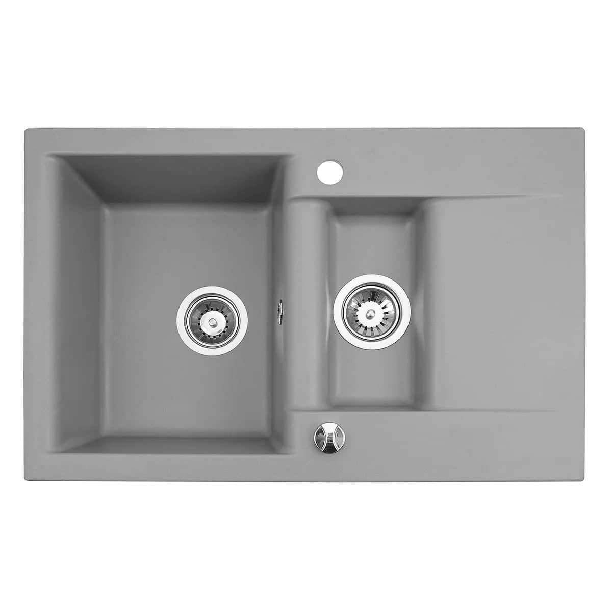 Évier en granit Estein 1,5K 1 bac et demi réversible 78 × 50 cm, coloris Gris, vue produit