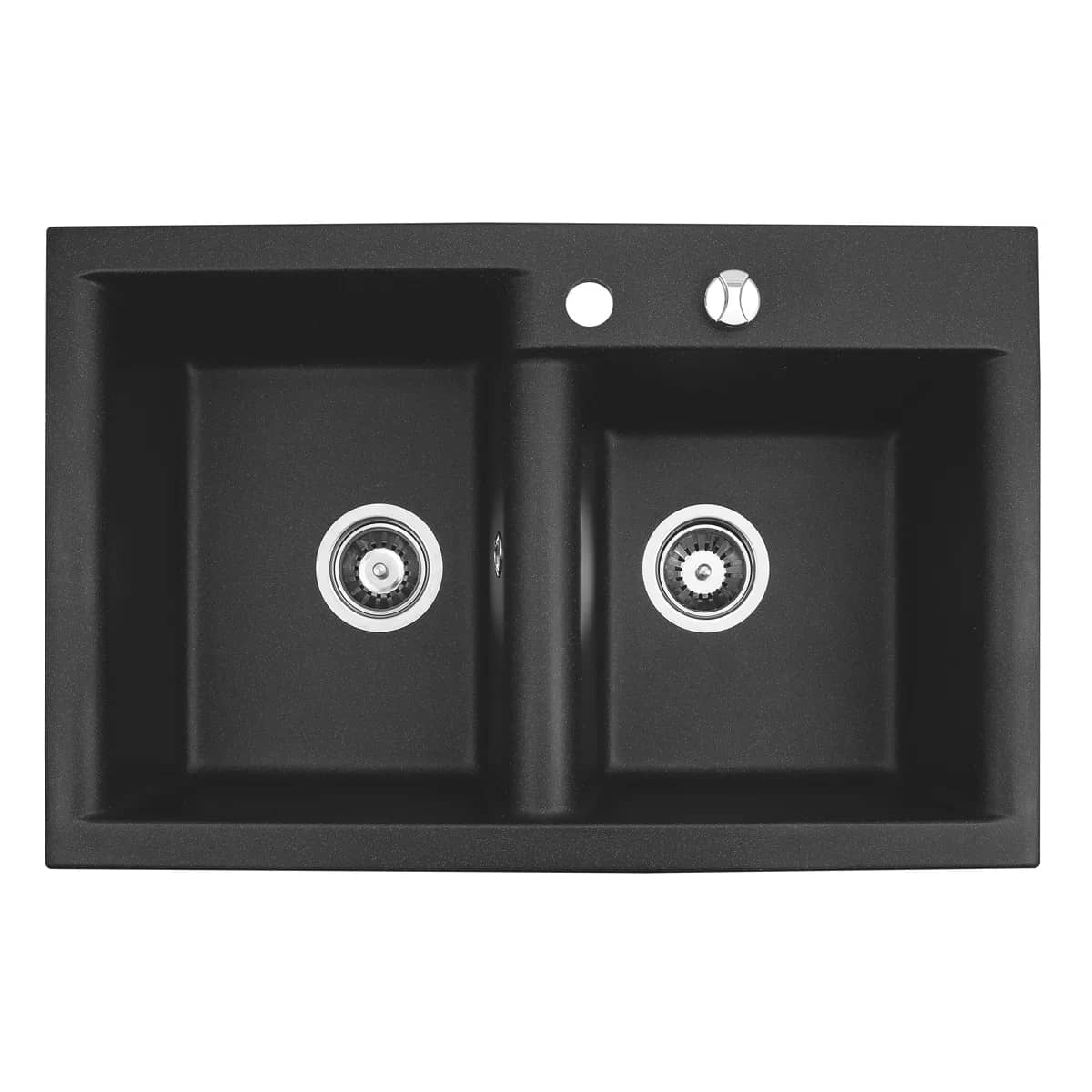 Évier en granit Estein 2K 2 bacs 78 × 50 cm, coloris Noir moucheté, vue produit