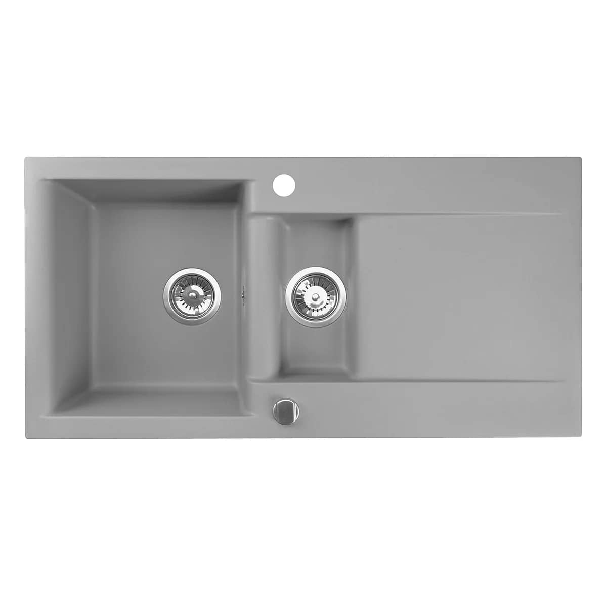 Évier en granit Estein 98 1 bac et demi réversible 98 × 50 cm, coloris Gris, vue produit