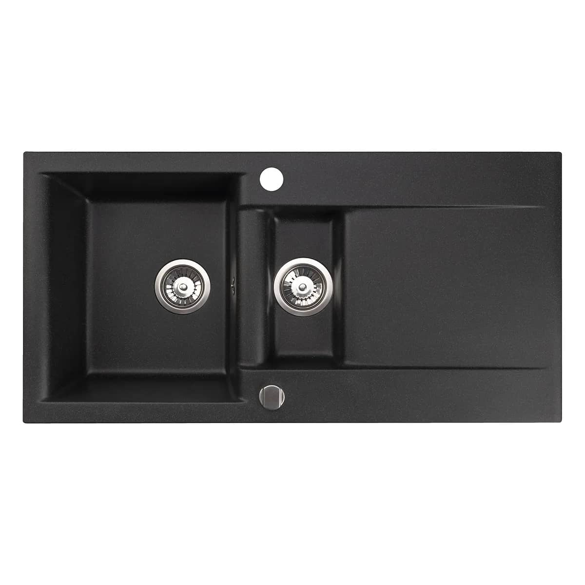 Évier en granit Estein 98 1 bac et demi réversible 98 × 50 cm, coloris Noir moucheté, vue produit