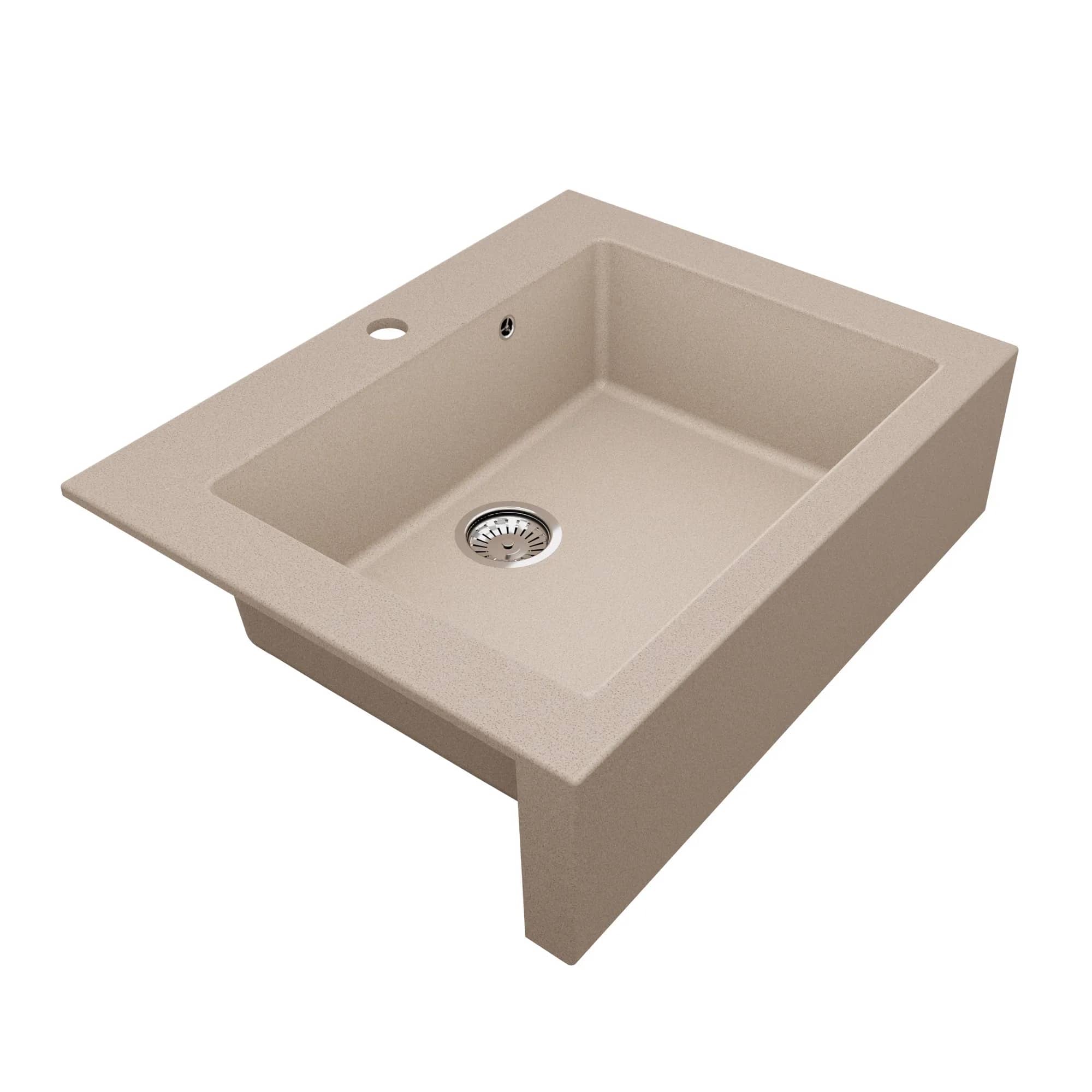 Évier granit Farmer timbre d'office 79 × 61 cm, coloris Beige sable, vue produit