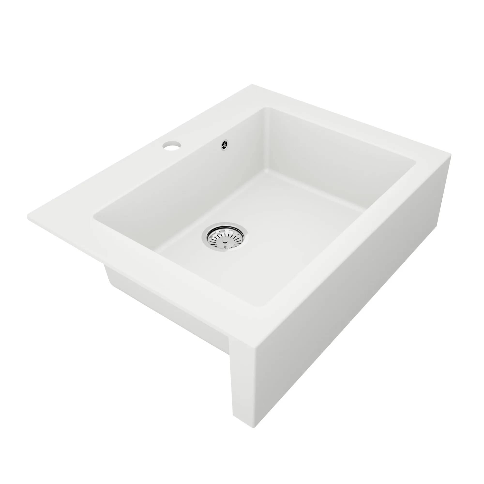 Évier granit Farmer timbre d'office 79 × 61 cm, coloris Blanc arctique, vue produit