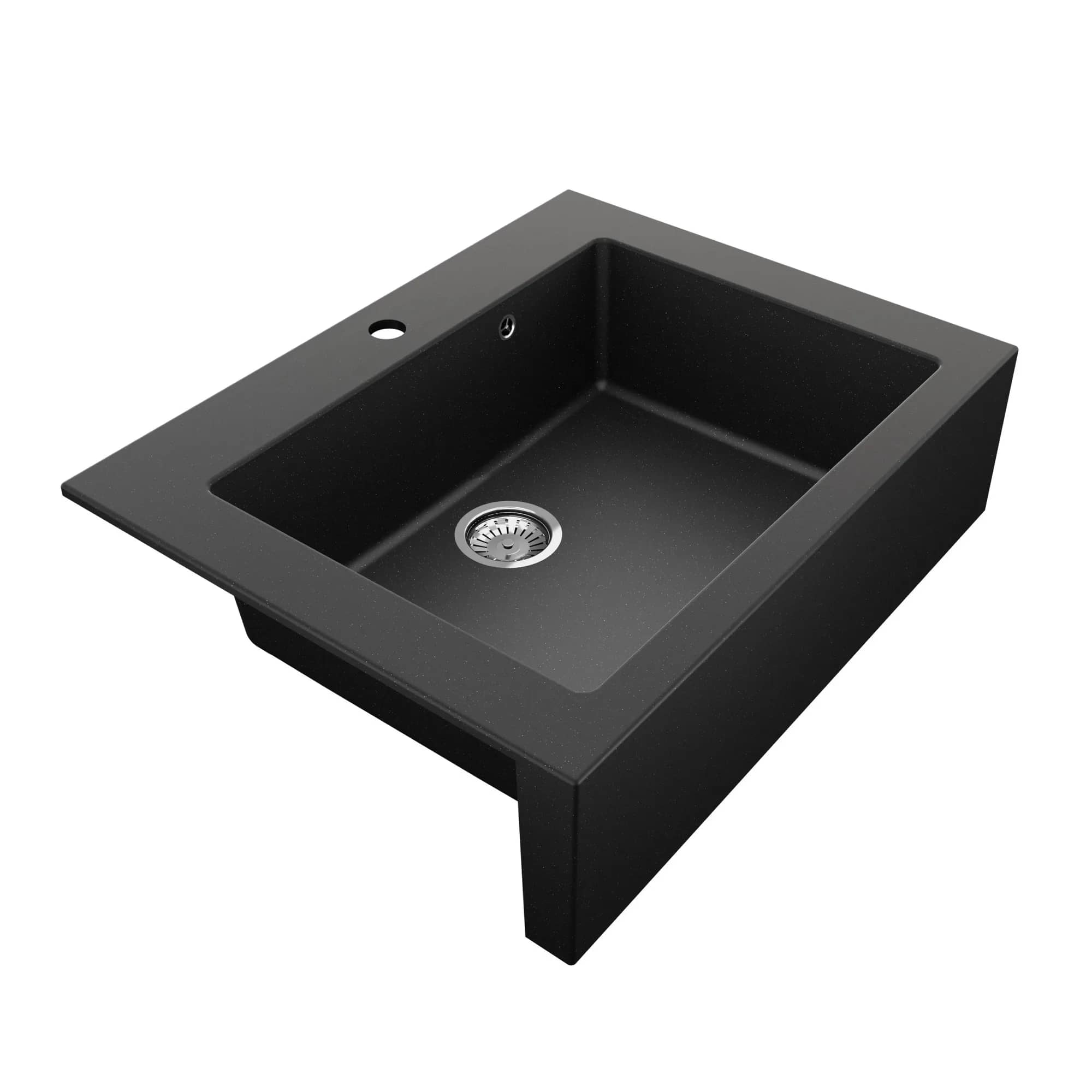 Évier granit Farmer timbre d'office 79 × 61 cm, coloris Noir métallisé, vue produit