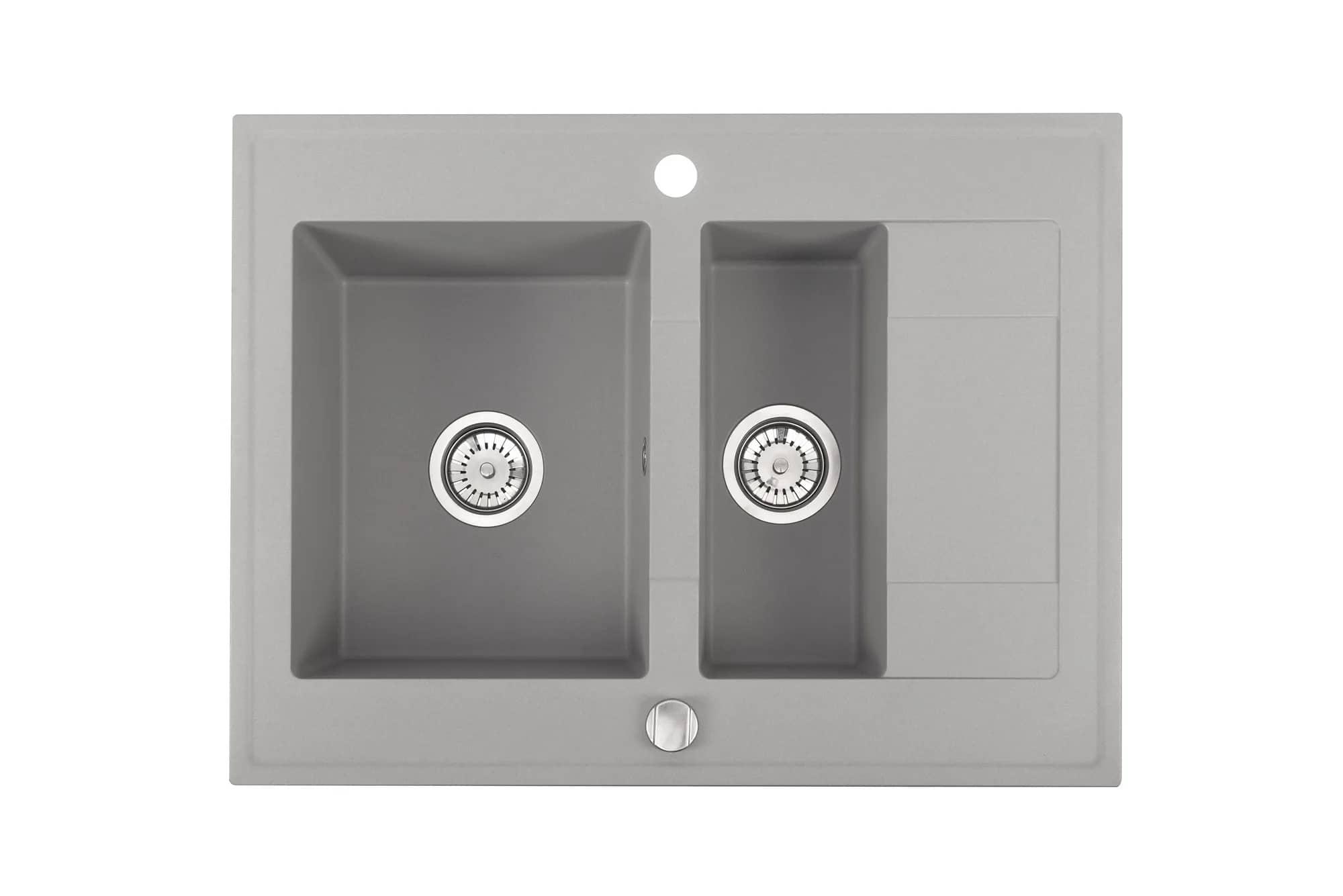 Évier en granit Grande 1,5 à poser 1 bac et demi 80 × 60 cm, coloris Gris, vue produit