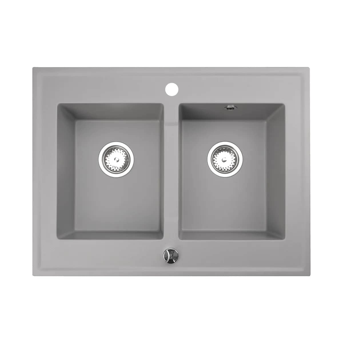 Évier en granit Grande 2 bacs à poser 80 × 60 cm — coloris Gris, vue produit