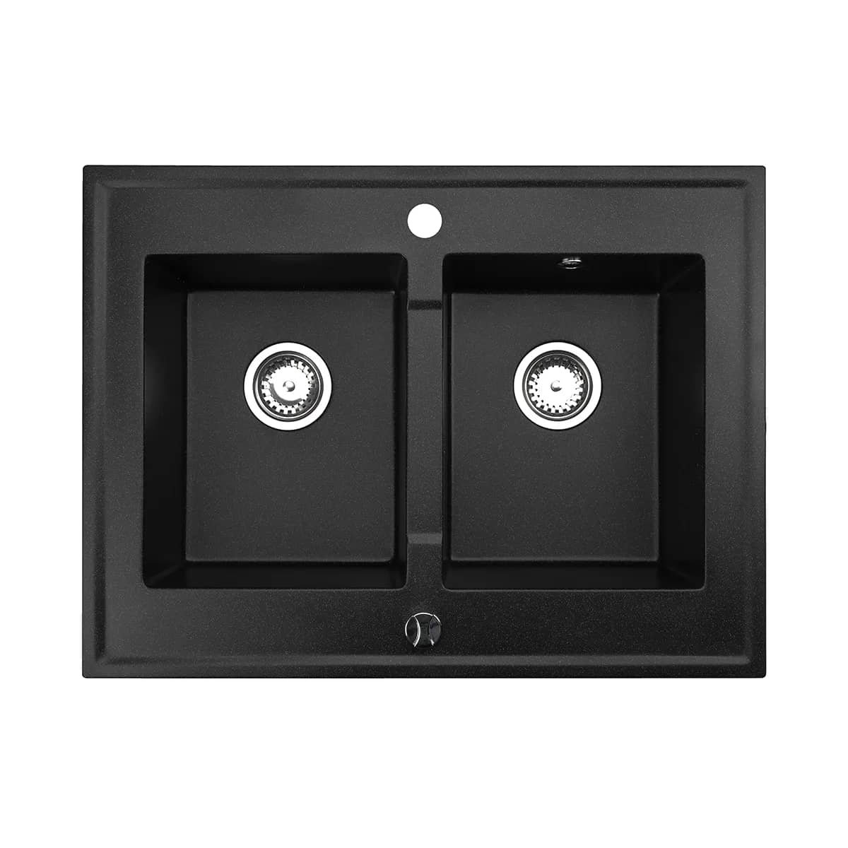 Évier en granit Grande 2 bacs à poser 80 × 60 cm — coloris Noir métallisé, vue produit