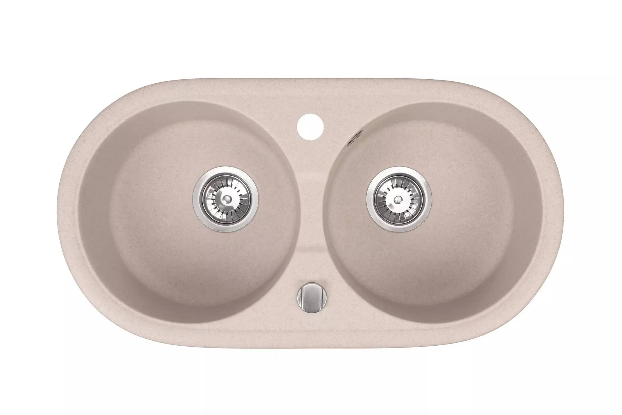 Évier en granit Libra 2 bacs ronds réversible 79 × 42,5 cm — coloris Beige sable, vue produit