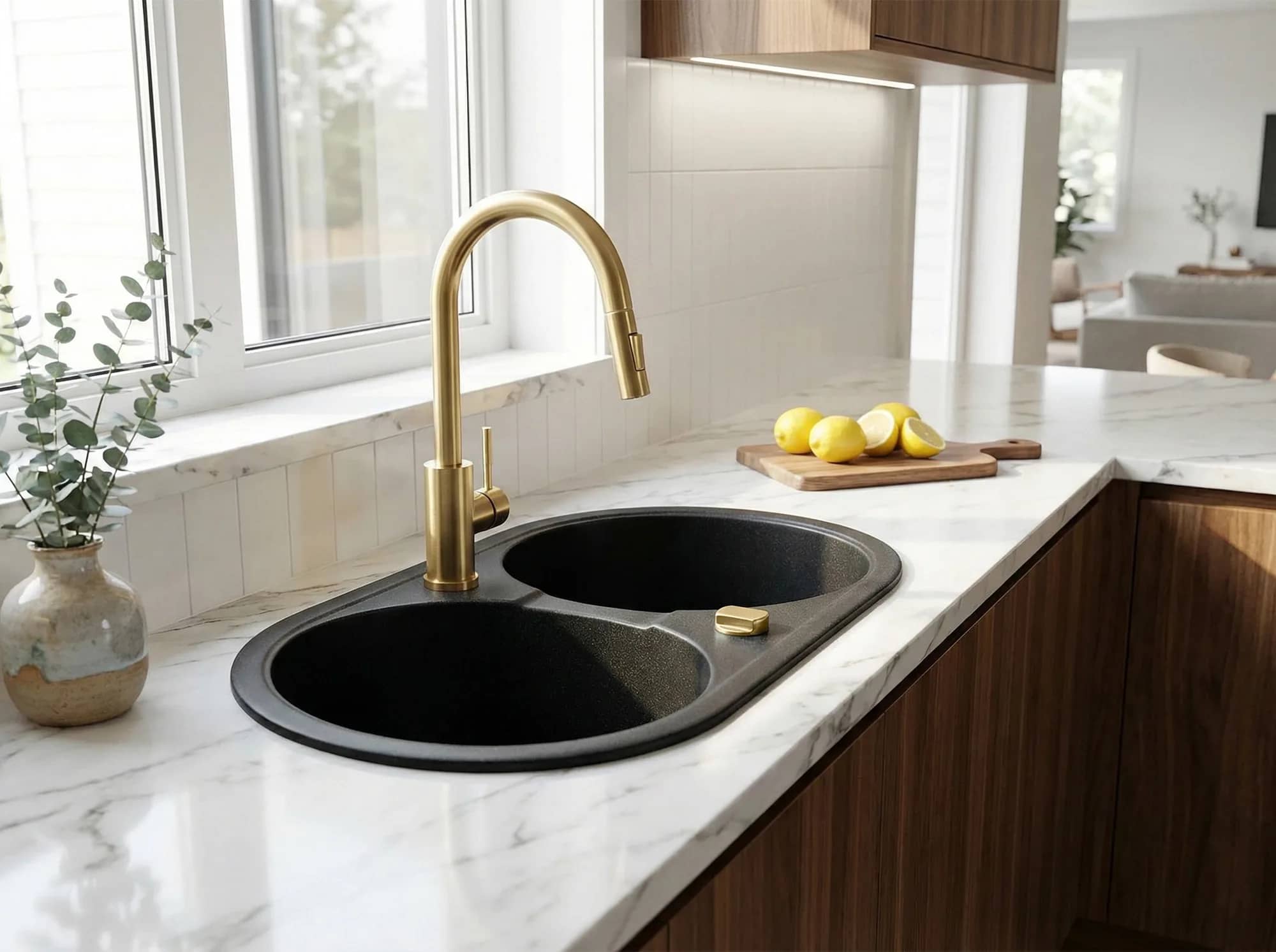 Évier en granit Libra 2 bacs ronds réversible 79 × 42,5 cm — vue complémentaire