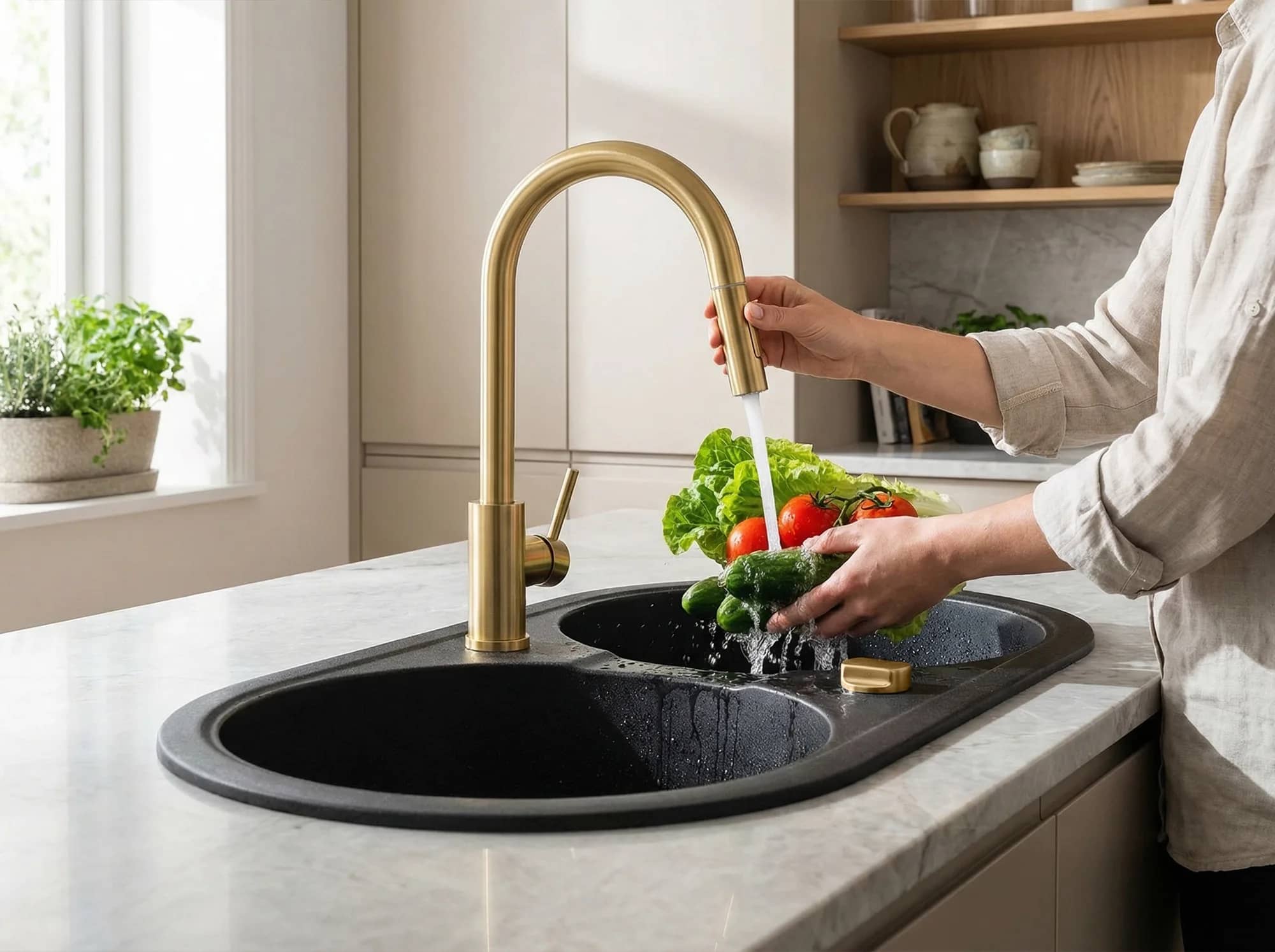 Évier en granit Libra 2 bacs ronds réversible 79 × 42,5 cm — vue complémentaire