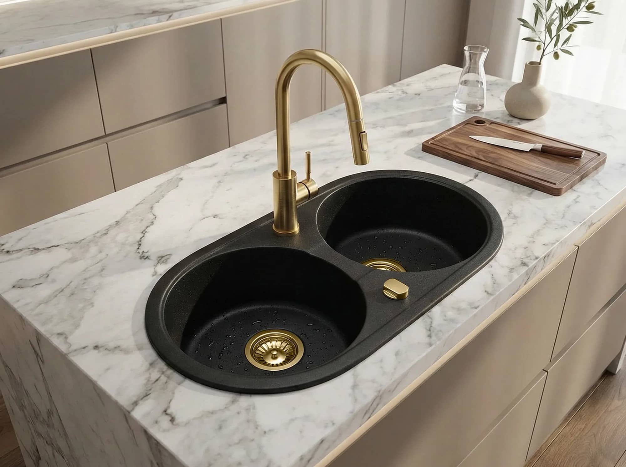 Évier en granit Libra 2 bacs ronds réversible 79 × 42,5 cm — vue complémentaire