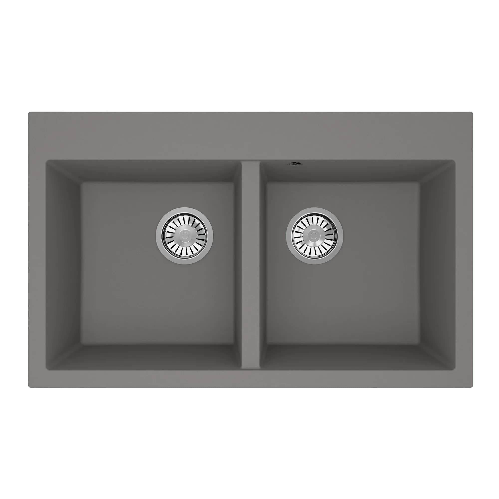 Évier en granit Martel 2K sous plan 2 bacs 85 × 50 cm, coloris Gris, vue produit