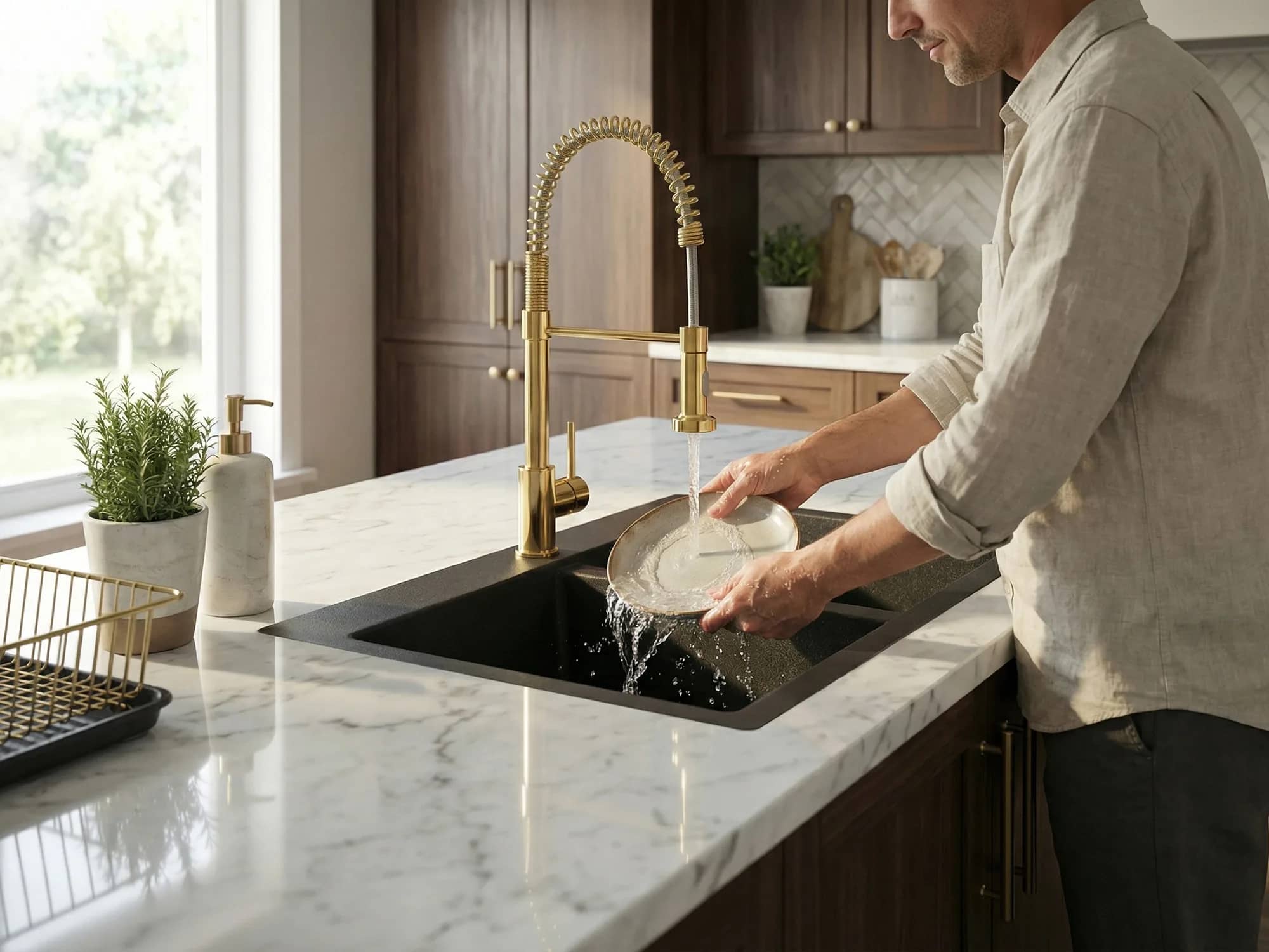 Évier en granit Martel 2K sous plan 2 bacs 85 × 50 cm, vue complémentaire