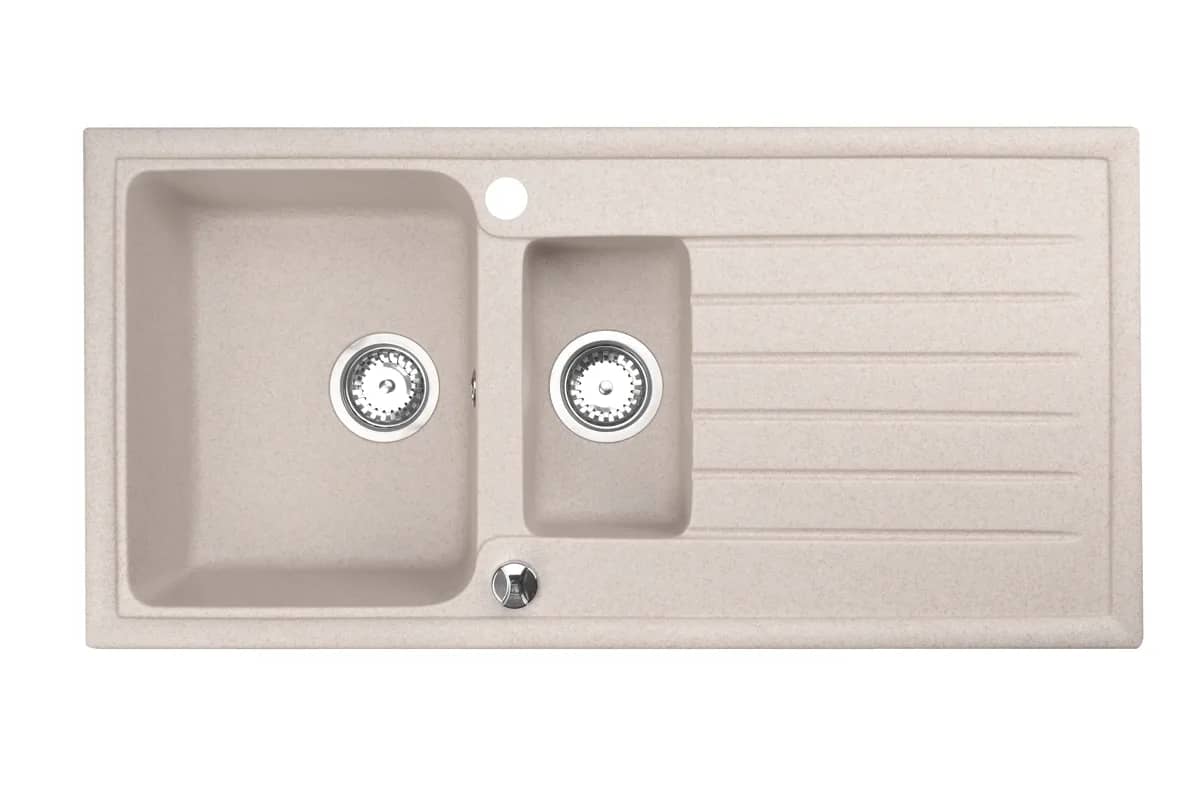 Évier en granit Napoli 15 1 bac et demi réversible 98 × 49 cm, coloris Beige sable, vue produit
