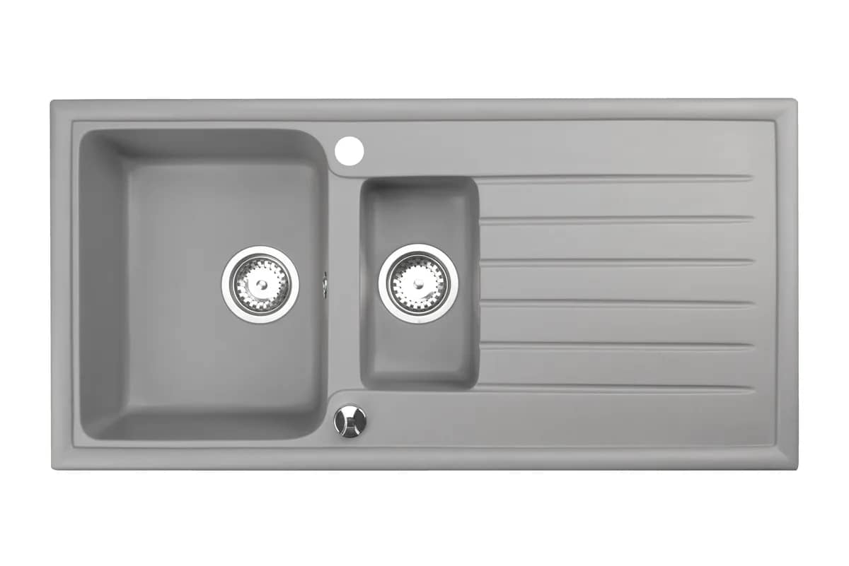 Évier en granit Napoli 15 1 bac et demi réversible 98 × 49 cm, coloris Gris, vue produit