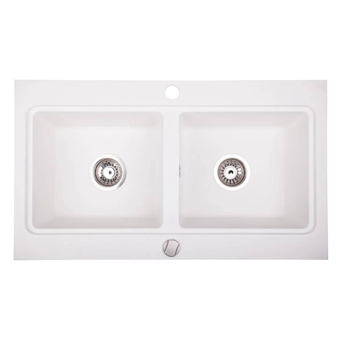 Évier en granit Nubiru 20 2 bacs 79,5 × 45,5 cm, coloris Blanc arctique, vue produit