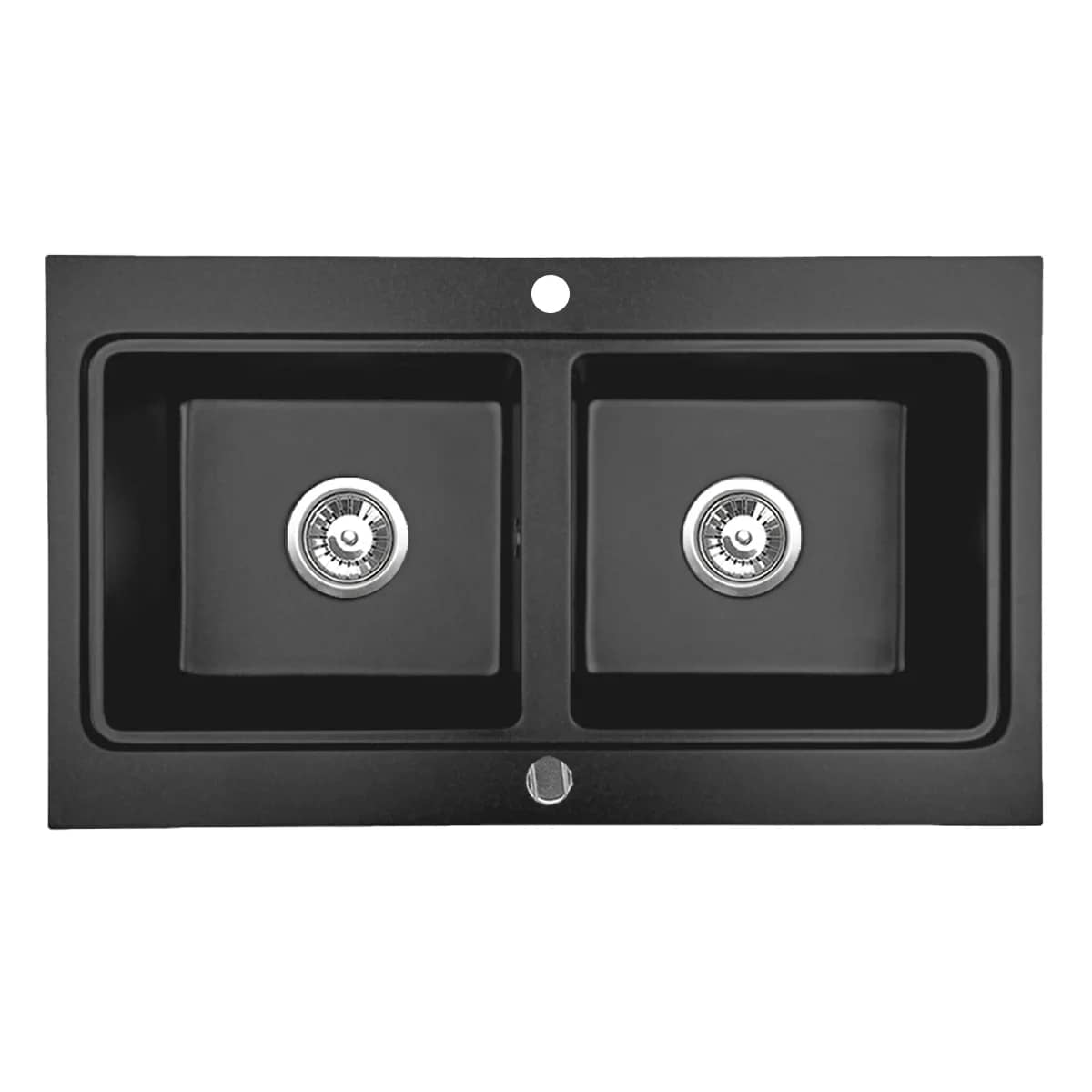 Évier en granit Nubiru 20 2 bacs 79,5 × 45,5 cm, coloris Noir moucheté, vue produit