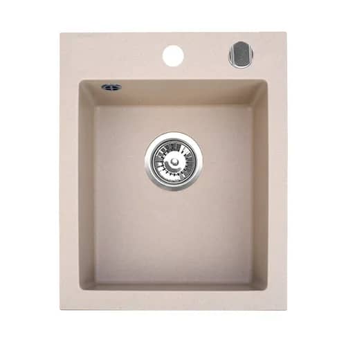 Évier en granit Rigo 1 bac compact 48,5 × 40,5 cm, coloris Beige sable, vue produit