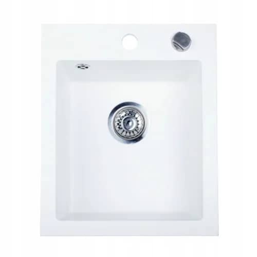 Évier en granit Rigo 1 bac compact 48,5 × 40,5 cm, coloris Blanc arctique, vue produit