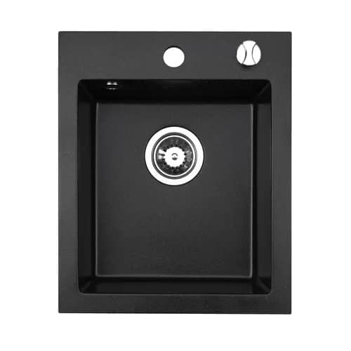 Évier en granit Rigo 1 bac compact 48,5 × 40,5 cm, coloris Noir moucheté, vue produit
