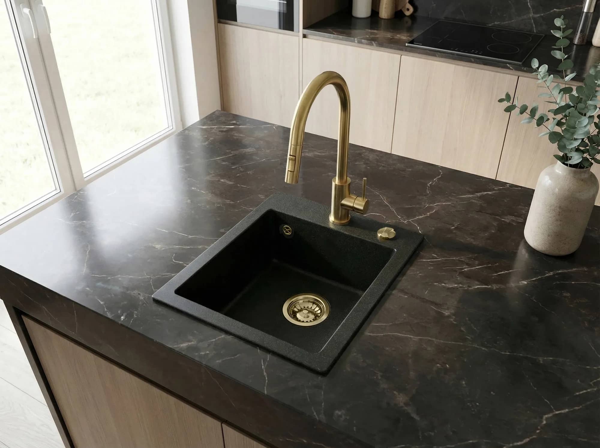 Évier en granit Rigo 1 bac compact 48,5 × 40,5 cm, vue complémentaire