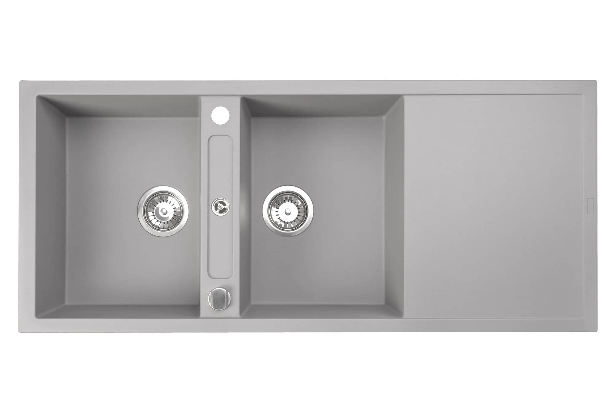 Évier en granit Square 2 bacs avec égouttoir 116 × 51 cm, coloris Gris, vue produit
