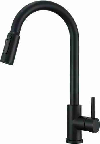 Mitigeur de cuisine 3 voies pour eau filtrée Mirella, coloris Noir mat, vue produit