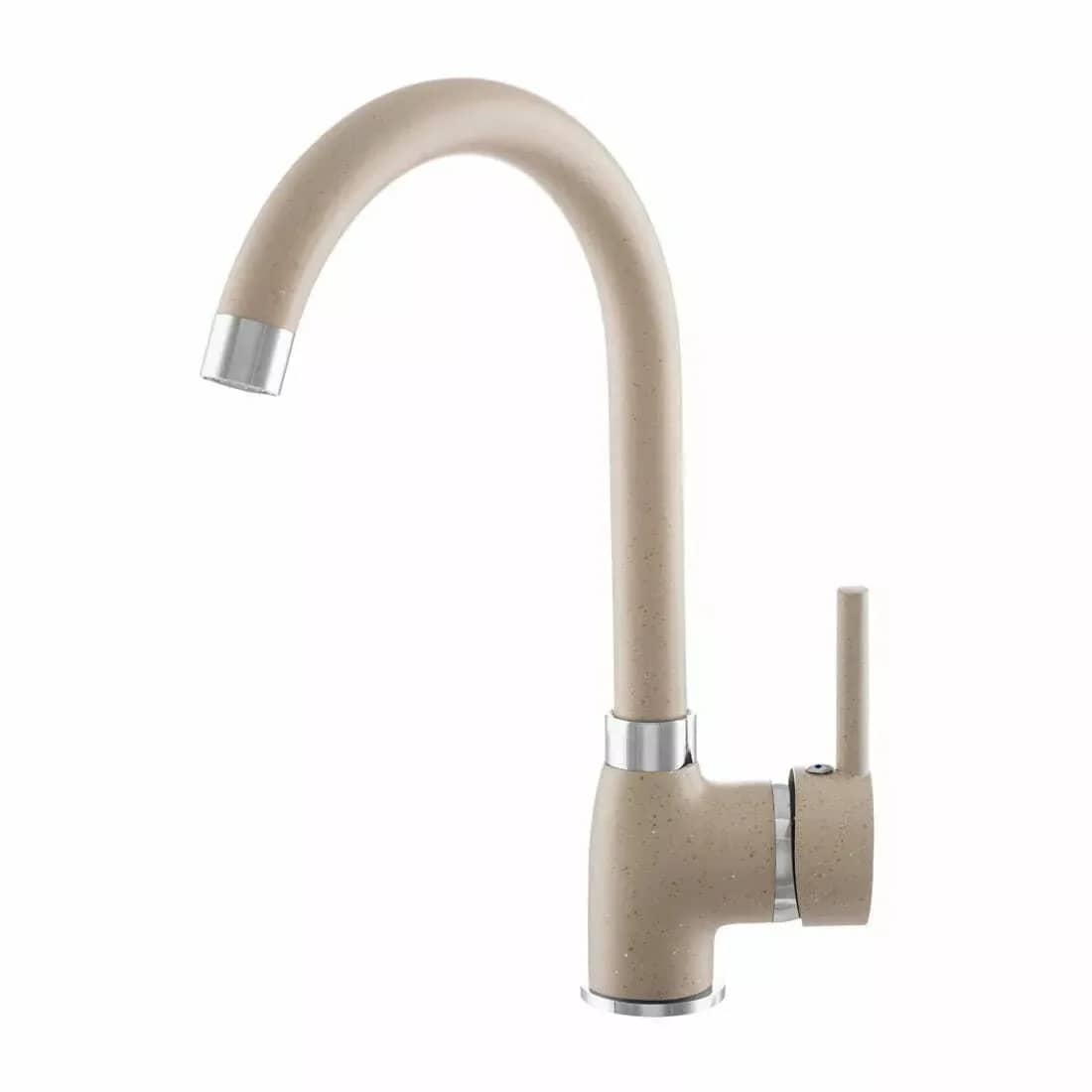 Mitigeur de cuisine Algea, 7 coloris assortis aux éviers, coloris Beige installé en cuisine