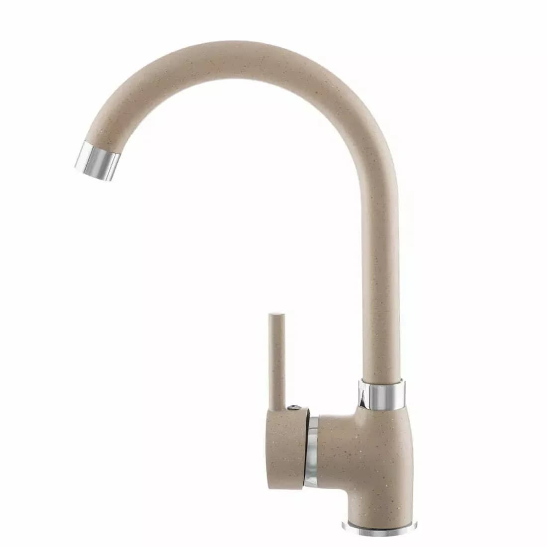 Mitigeur de cuisine Algea, 7 coloris assortis aux éviers, coloris Beige installé en cuisine