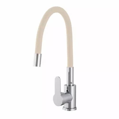 Mitigeur de cuisine Flow Flex à bec flexible, 6 coloris, coloris Beige et chrome, vue produit