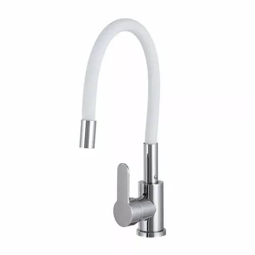 Mitigeur de cuisine Flow Flex à bec flexible, 6 coloris, coloris Blanc et chrome, vue produit
