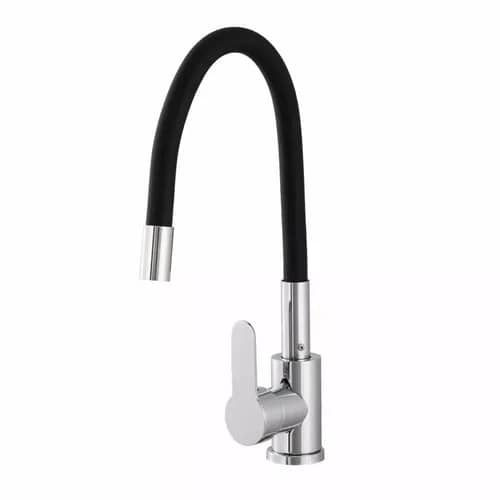 Mitigeur de cuisine Flow Flex à bec flexible, 6 coloris, coloris Noir et chrome, vue produit