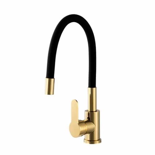 Mitigeur de cuisine Flow Flex à bec flexible, 6 coloris, coloris Noir et or, vue produit