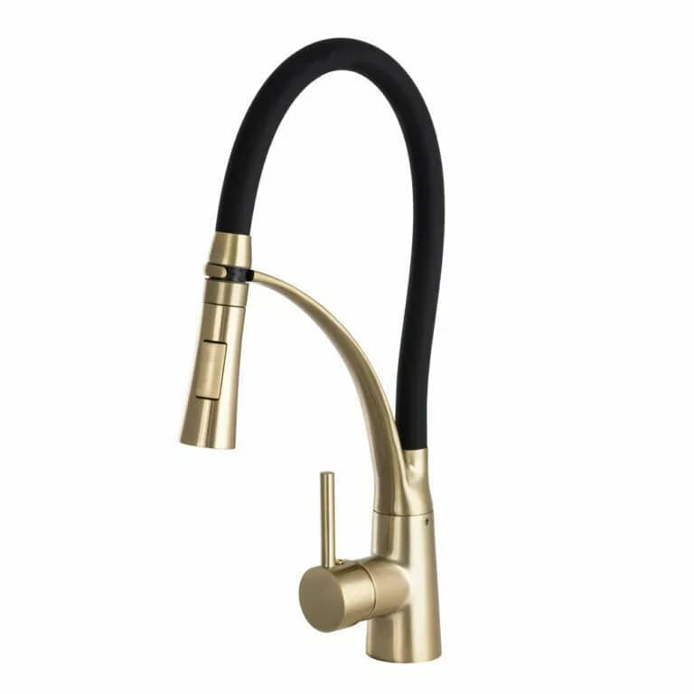 Mitigeur de cuisine Pelican à douchette extractible, 4 finitions, coloris Or brossé, vue produit