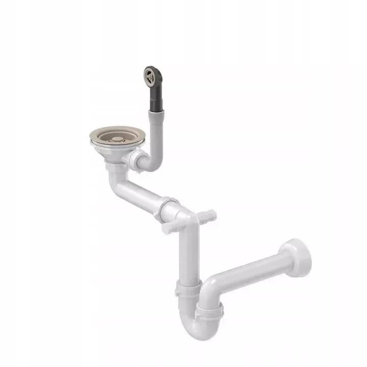 Siphon manuel pour évier 1 bac, 5 coloris, coloris Beige, vue produit