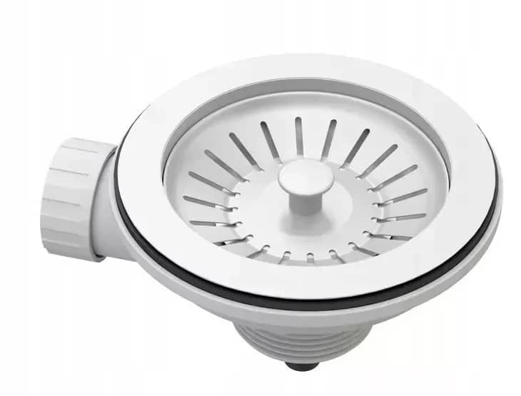 Siphon manuel pour évier 1 bac, 5 coloris, coloris Blanc installé en cuisine