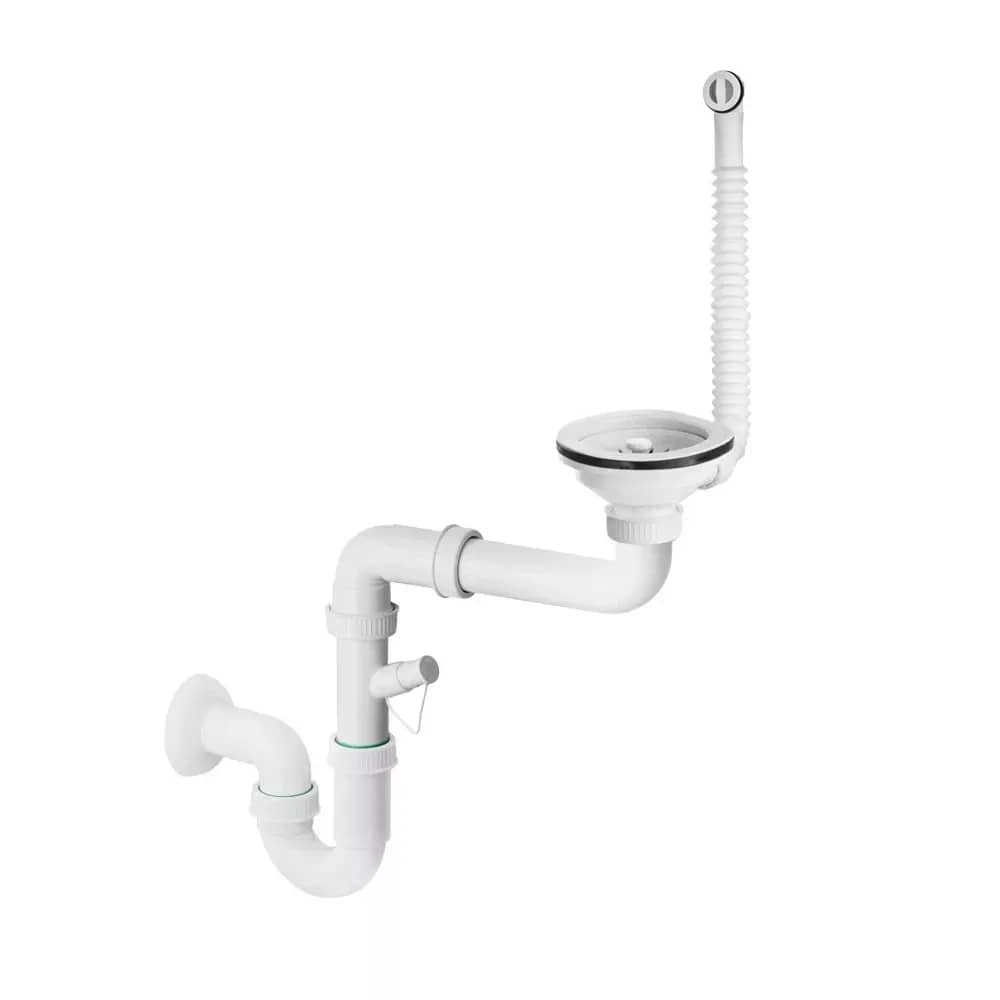Siphon manuel pour évier 1 bac, 5 coloris, coloris Blanc, vue produit