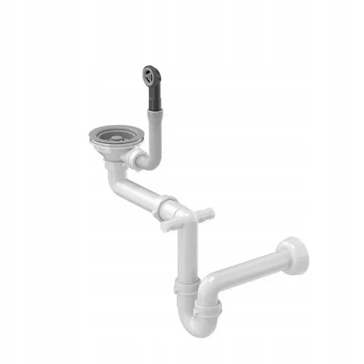 Siphon manuel pour évier 1 bac, 5 coloris, coloris Gris, vue produit