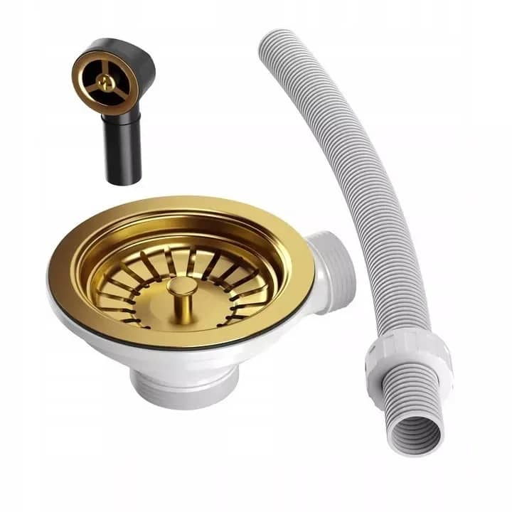Siphon manuel pour évier 1 bac, 5 coloris, coloris Or installé en cuisine